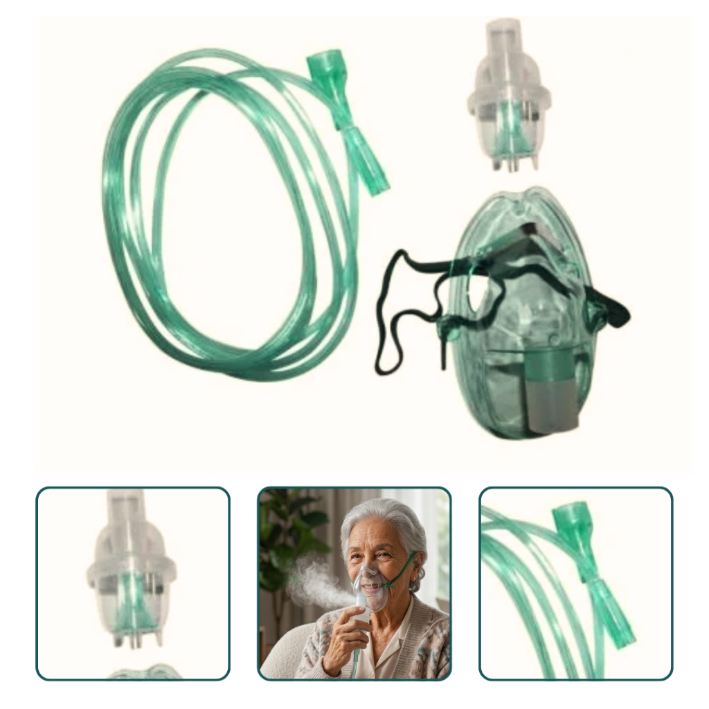 Kit Completo de Nebulização Adulto Vital Gold - Máscara + Copo Nebulizador + Extensor 2m