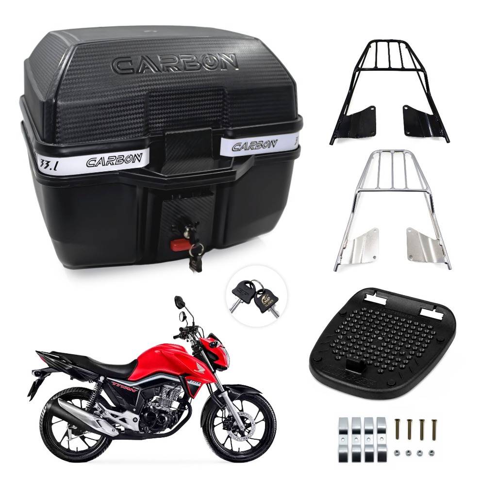 Kit Bagageiro Sansao + Bauleto 33L Glider Carbon Titan 160 EX 2016 a 2019