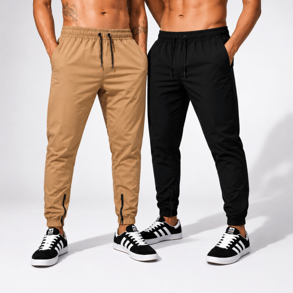 Kit 2 Peças Calça Jogger Masculina Com Zíper Tactel Elastano Original P M G GG