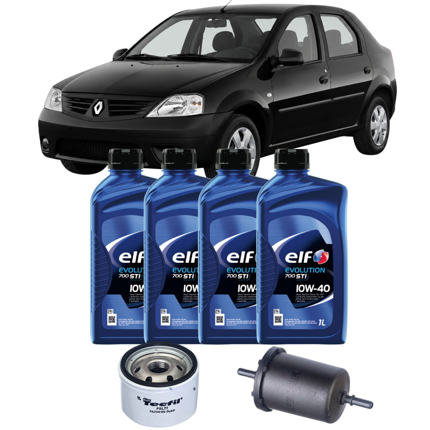 Kit Revisão Renault Logan 1.6 8v 2007/2012 10W40 ELF Filtro de Óleo e Combustivel