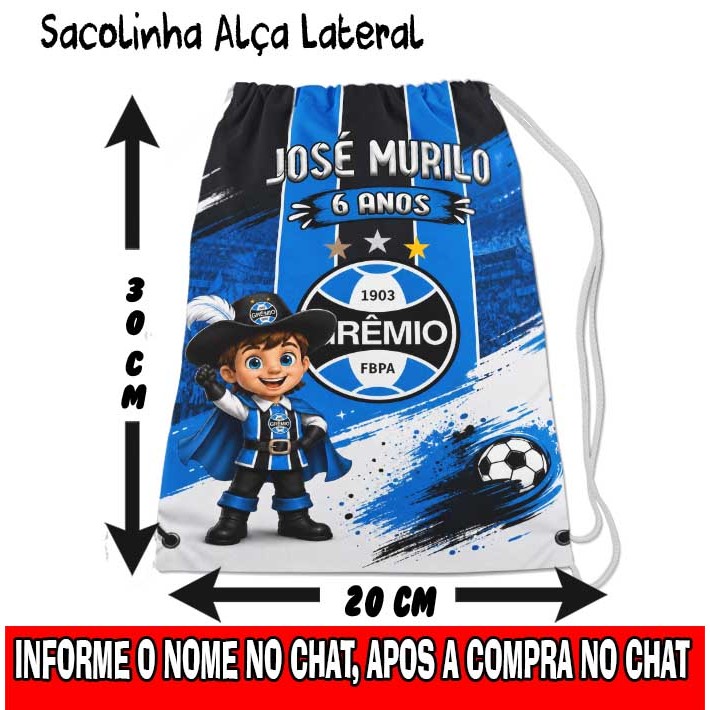 Mochilinha Sacolinha Mochila Saco Sacochila Saquinho Lembrancinha Brinde Aniversario Personalizadas Futebol Gremio