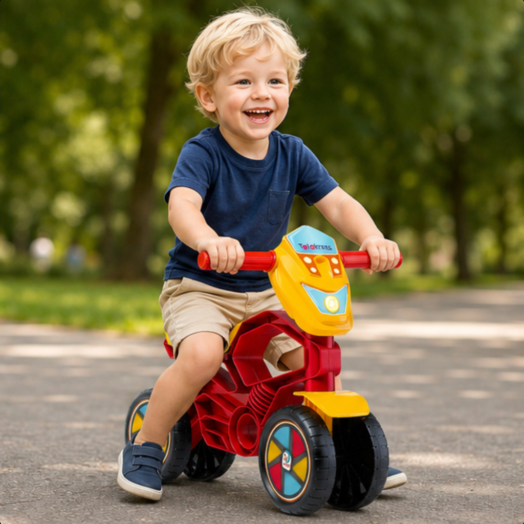 Bicicleta de Equilíbrio Infantil Cardoso Toys Totokross Vermelha 4 Rodas Motoca Sem Pedal Bike Brinquedo Presente