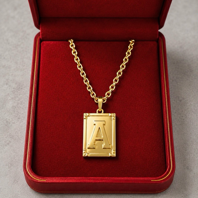 Colar Feminino Cadeado + Ping Letra A-Z | Moeda Antiga" | Cor idêntica ao Ouro 18K | Não Descasca | Garantia Eterna