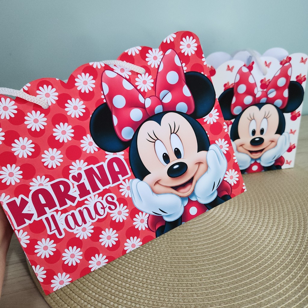MINNIE VERMELHA 2 Sacolinha Personalizada | kit 10-20-30 | Festa Infantil | Lembrancinha | Aniversário