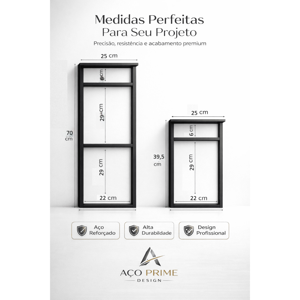 Kit 3 Suportes Prateleira Industrial Aço Preto | Estilo Loft Parede 15 x15mm Alta Resistência 25 cm