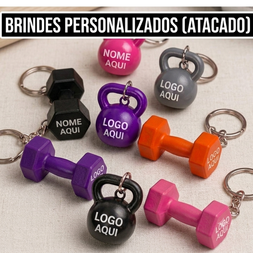 Chaveiro Academia – Halteres e Kettlebells Chaveiro Personalizado Academia Crossfit Box Halter Atacado Brindes Fitness