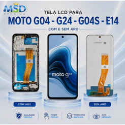 Tela Display Frontal Touch LCD Moto G04 / G04s / G24 Com e Sem Aro Premium - Plug & Play + Testada Antes do Envio