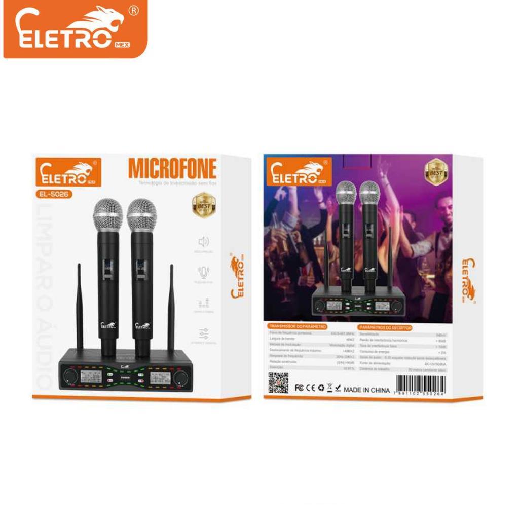 Microfones Sem Fio Duplo Serie Dinâmico Profissional Eletromex