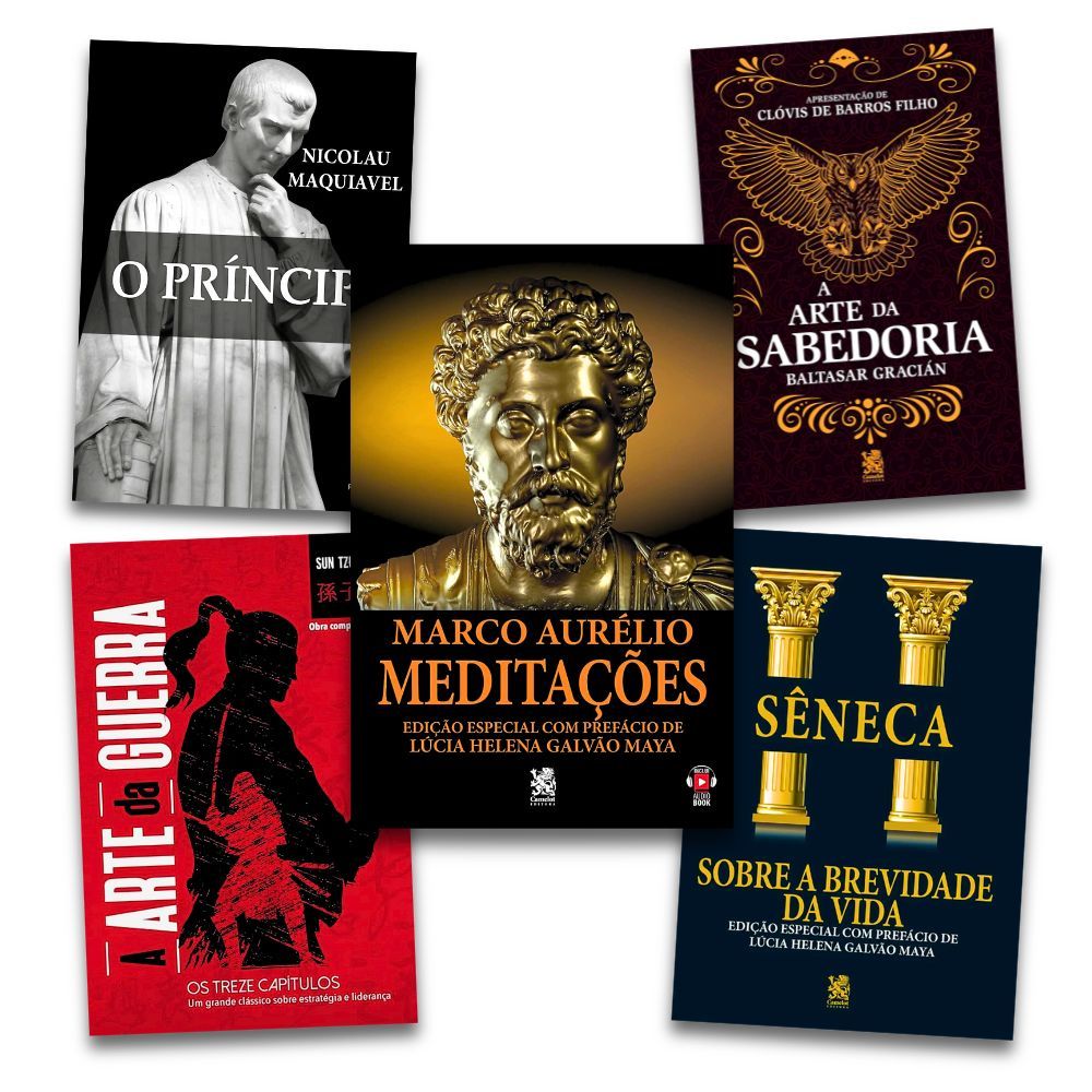 Imagem 5 Livros Estoicismo: A Arte da Guerra + O Príncipe + A Arte da Sabedoria + Meditações + Sêneca Sobre a Brevidade da Vida