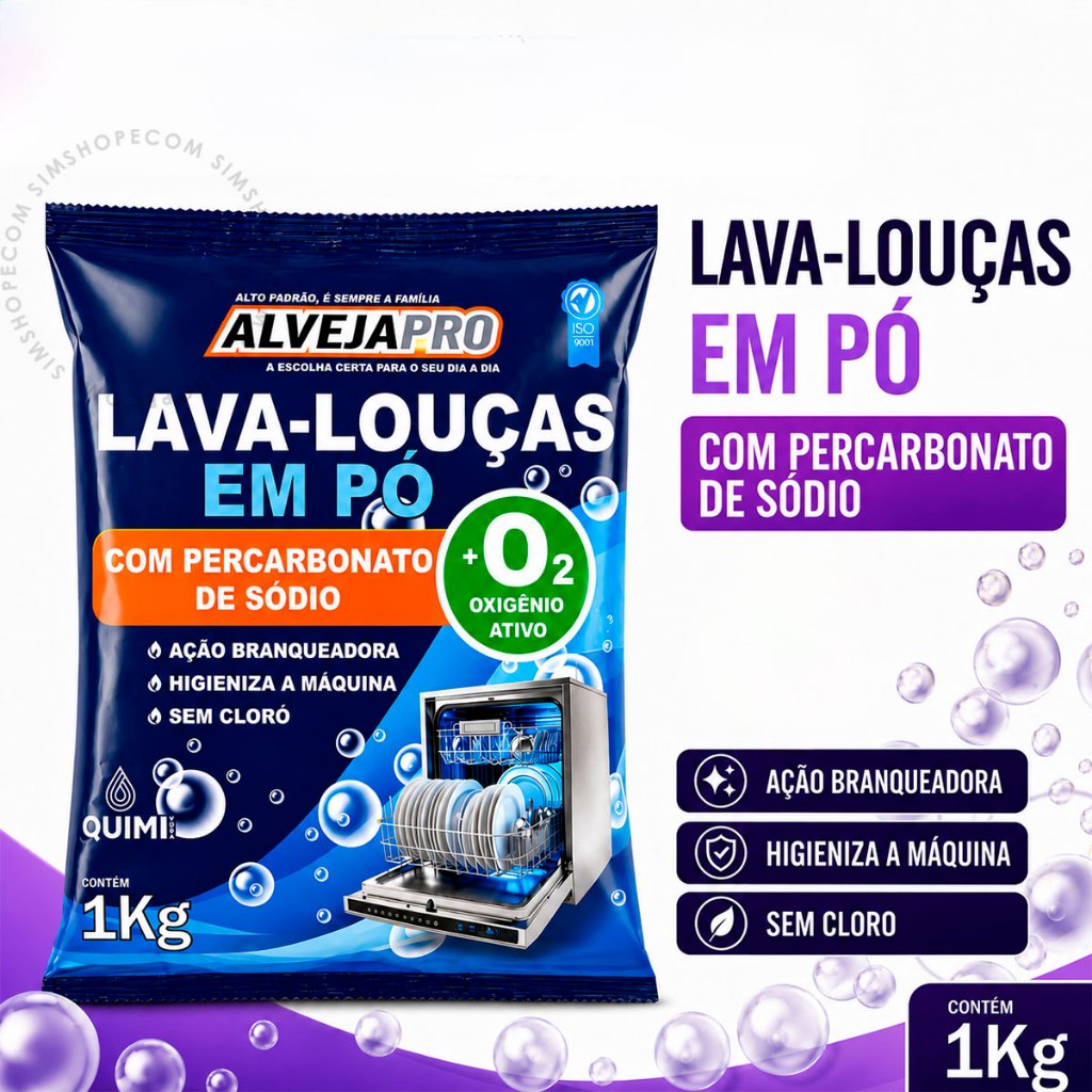 Detergente Lava Louças Em Pó Para Máquina Com Percarbonato Remove Gordura Pesada