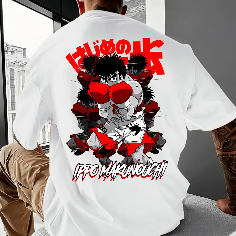 Camiseta Streetwear Oversized Basico Unissex Rock Anime Wildness Ippo Makunouchi Masculino Aesthetic Estampada