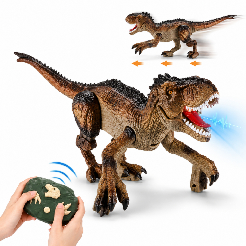 Dinossauro T-Rex Controle Remoto Realista Articulado que Anda Brinquedo Infantil Menino