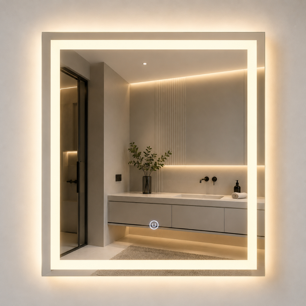 Espelho LED 100x60cm – com Touch e led 3 Cores