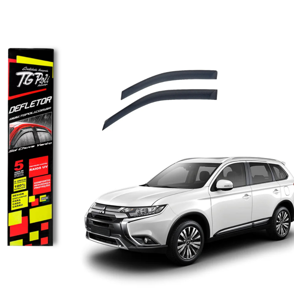 Calha de Chuva Mitsubishi Outlander 2014 a 2021 4P TG Poli Defletor Portas Protetor Janelas Fumê
