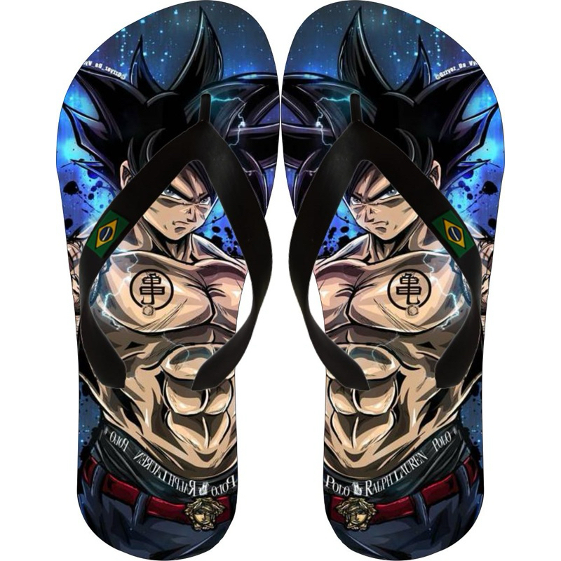 Chinelo Masculino Goku Dragon Ball Super Estampado Sandália de Dedo Confortável Personagem Anime