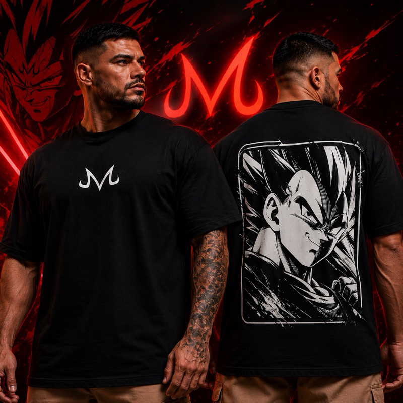 Camiseta Camisa Oversized Vegeta MajinBoo Musculação Premium 100% Algodão Streetwear Treino Academia