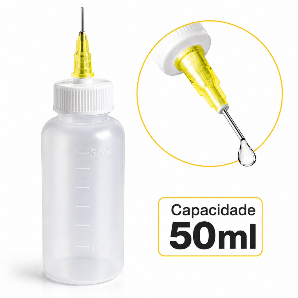Dispenser Frasco Bico Fino 50 ml para Álcool Isopropílico — Micro Gotas para Limpeza de Celulares