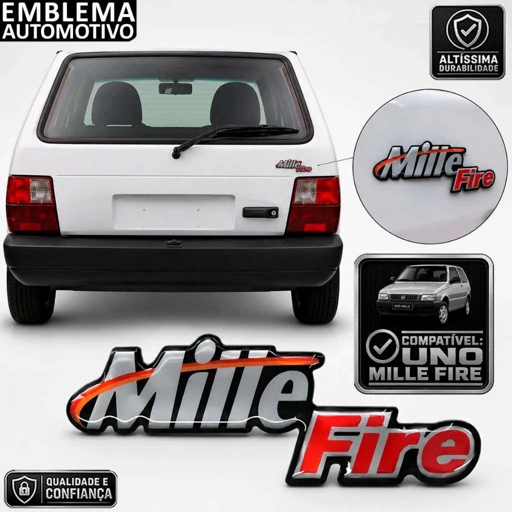 Emblema Adesivo MIlle Fire Fiat Resinado
