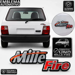 Emblema Adesivo MIlle Fire Fiat Resinado
