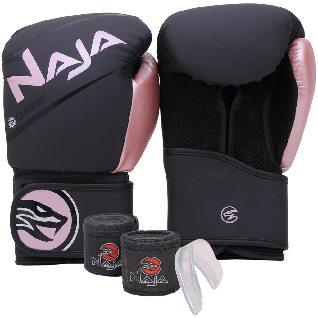 Kit Luva Muay Thai Boxe Extreme + 2 Bandagens + Protetor Bucal + Bolsa - Naja — imagem 2 de 2