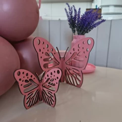 Kit 2 Borboletas Decoração para Mesa Rosa | Festa Aniversário e Outros | MDF