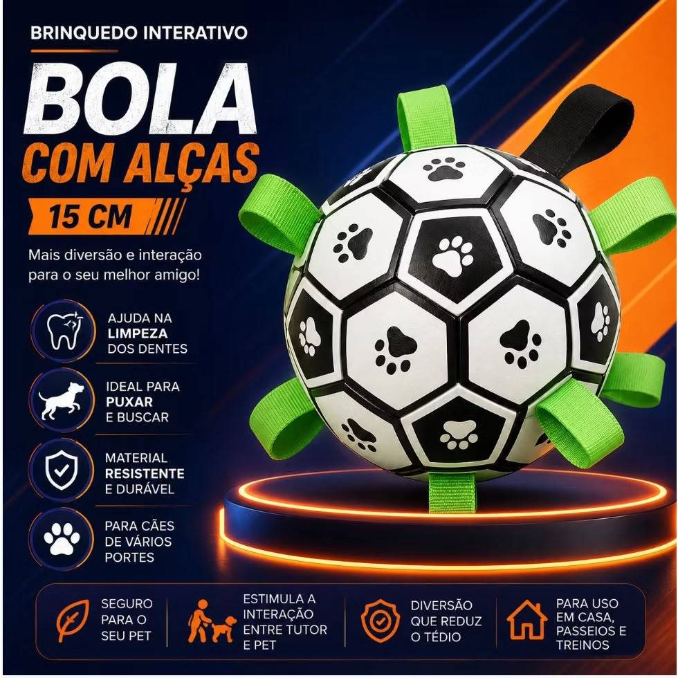 Brinquedo de Futebol para Animais de Estimação, Bola para Cães com Alças, Brinquedo interativo, Diversão para Seu Pet