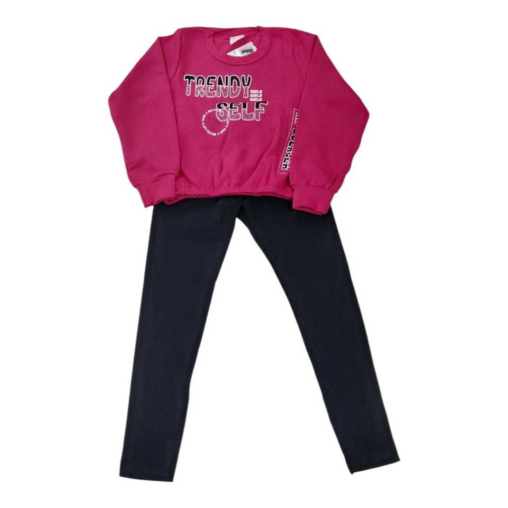 Conjunto de Moletom Menina Wilbertex de Blusa e Calça Legging