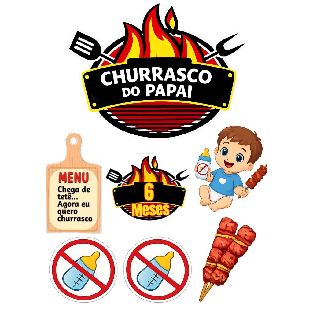 TOPPER (Topo de bolo personalizado para festa CHURRASCO DO PAPAI )