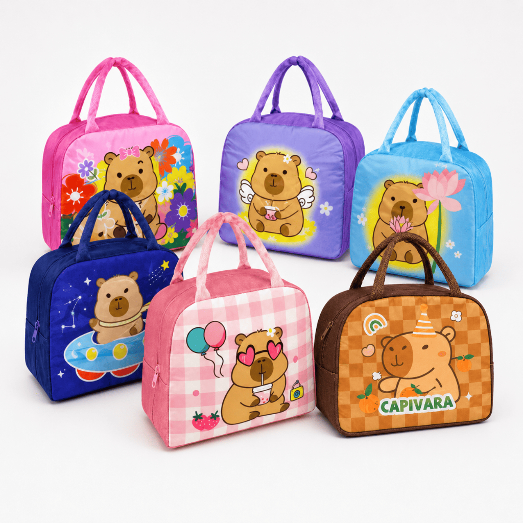 Lancheira Térmica Infantil Capivara Premium Bolsa Escolar Com Alça Reforçada