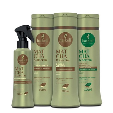 Kit Shampoo Antirresíduo, Shampoo, Condicionador e Fluido Matcha & Alecrim Haskell - Tratamento Antioleosidade 4 itens