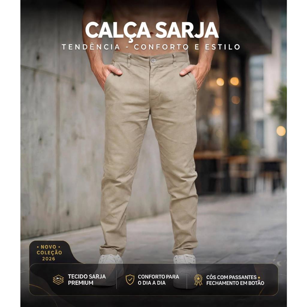 Calça Sarja  Masculina Premium Casual Com Bolsos Promoção a Pronta Entrega