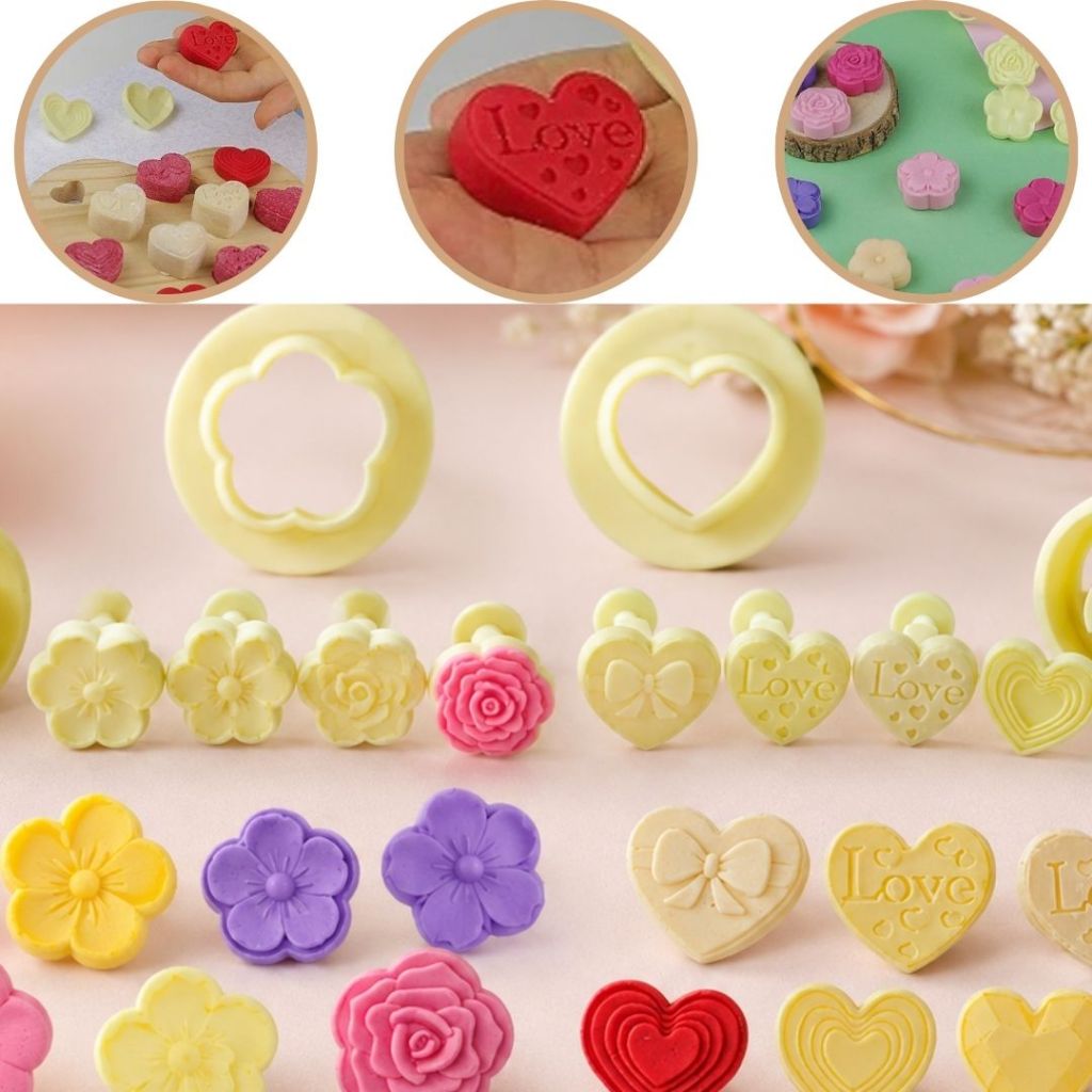 KIT 02 UN EJETOR MAX P/ DOCES E BRIGADEIROS FLORES/CORAÇÕES