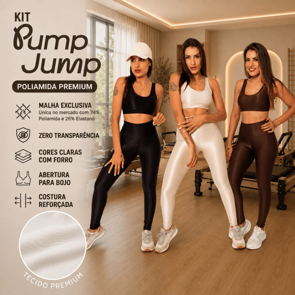 Kit 3 Conjuntos Fitness Feminino Top Regata + Legging Alta Compressão Poliamida Zero Transparência
