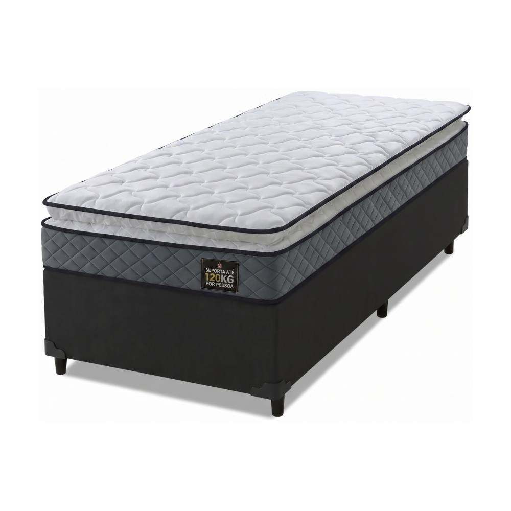 Cama Box Solteiro Colchão Espuma D33 Pillow Top Millenium 88x188x57cm Cinza/Preto Hellen
