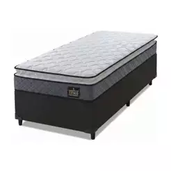 Cama Box Solteiro Colchão Espuma D33 Pillow Top Millenium 88x188x57cm Cinza/Preto Hellen