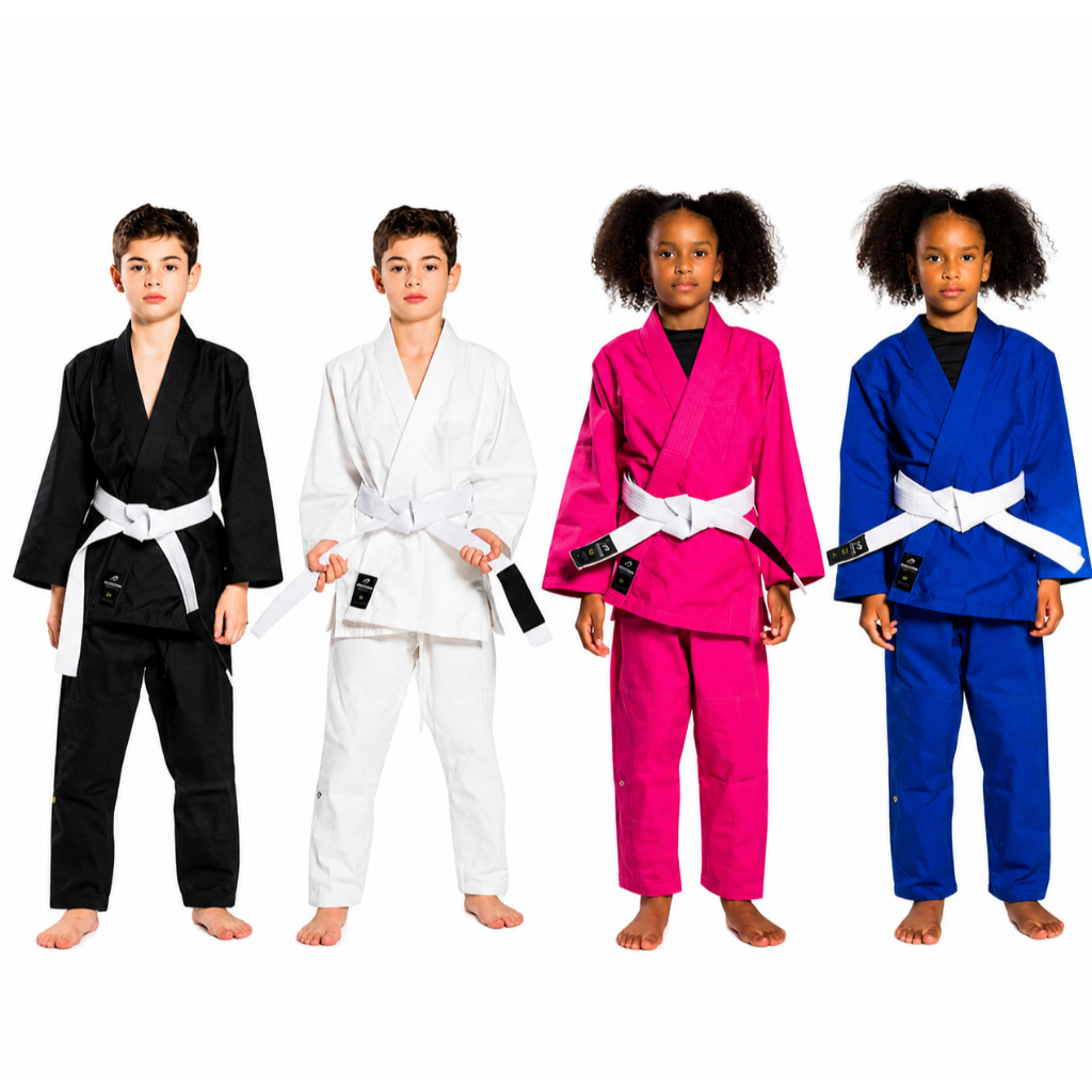 Kimono Infantil Trançado Reforçado Jiujitsu, Judo 250g Sarja Fight for Good Infantil Pretorian