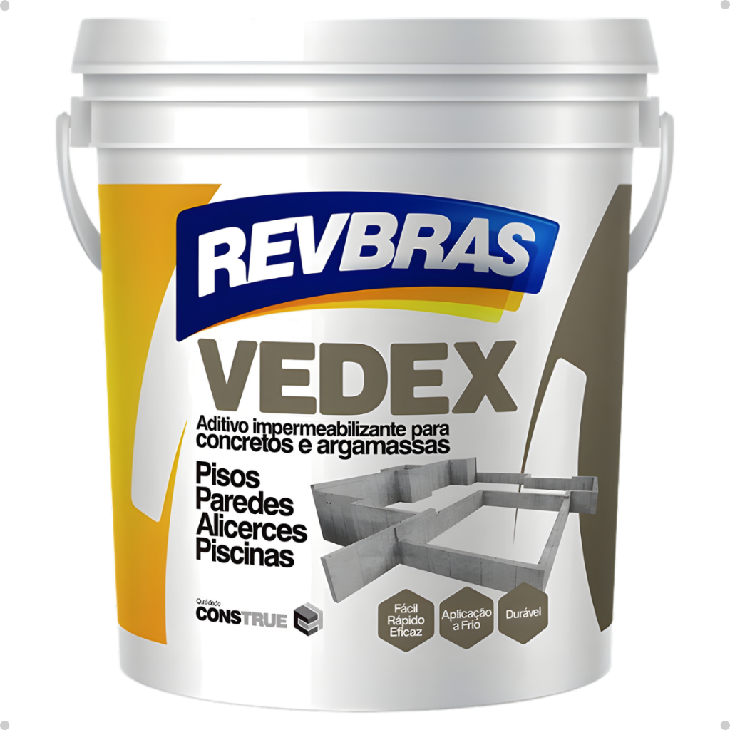 Vedex Aditivo Impermeabilizante Argamassa Concreto Durável Construção 3,6l Revbras