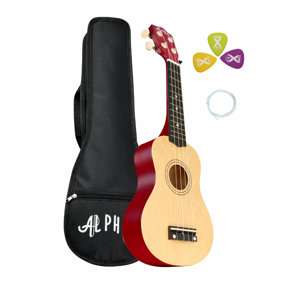 Kit Ukulele Soprano Alpha Ambidestro Infantil Iniciante com Bag Palheta
