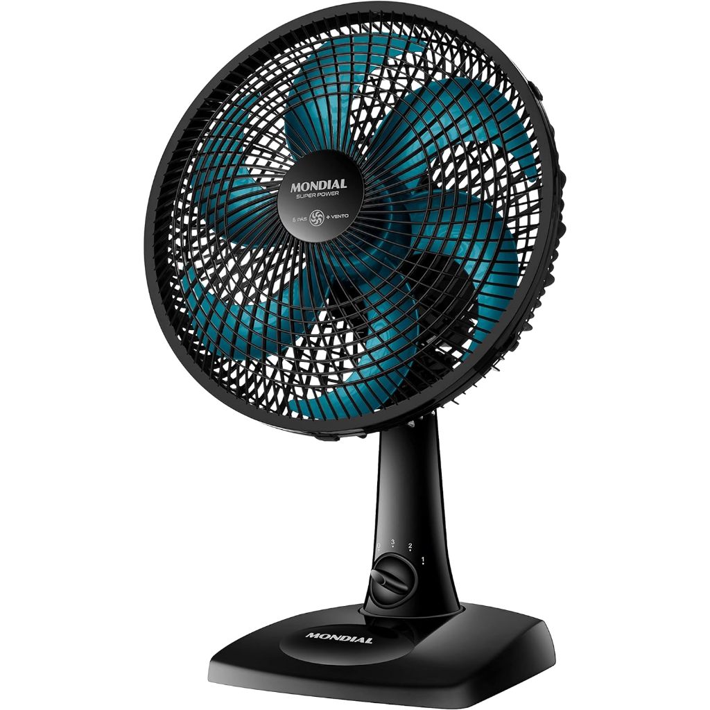 mondial ventilador de mesa 30cm super power, preto/azul petróleo, 60w, 110v vsp 30 ap