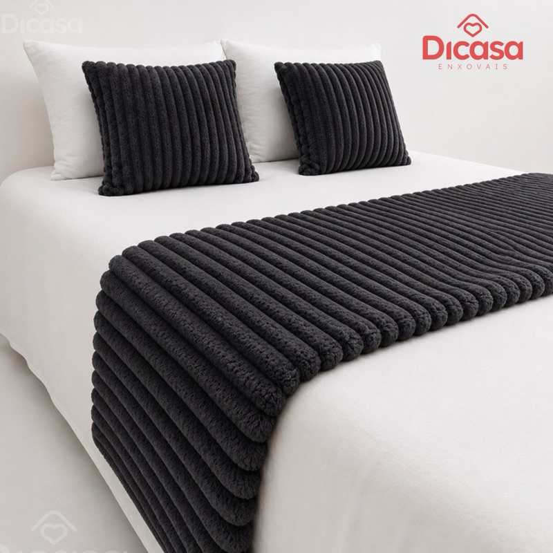 Kit Peseira Decorativa para Cama 1 Peseira Luxo e 2 Capas de Almofada Elegante Casal Queen King