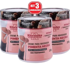 Creme Redutor de Medidas Pimenta Negra Rhenuks 200g Massageador Corporal