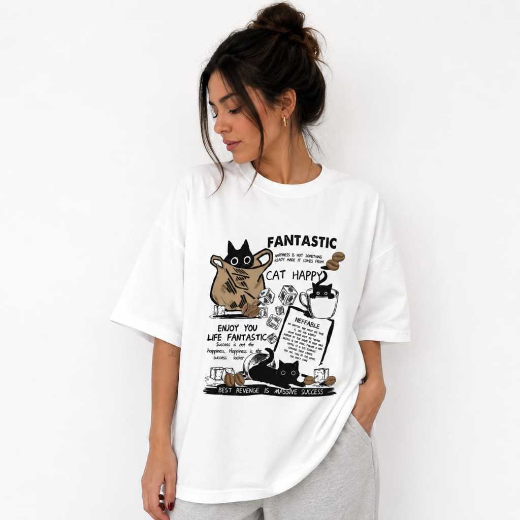 Camiseta Feminina Oversized Estampada Fantastic Linha Premium 100% Algodão Confortável Academia