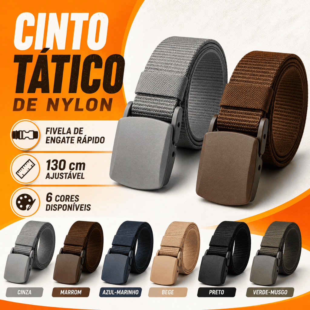 Cinto Tatico Militar Masculino Profissional Ajustável Fivela Metal Resistente Nylon