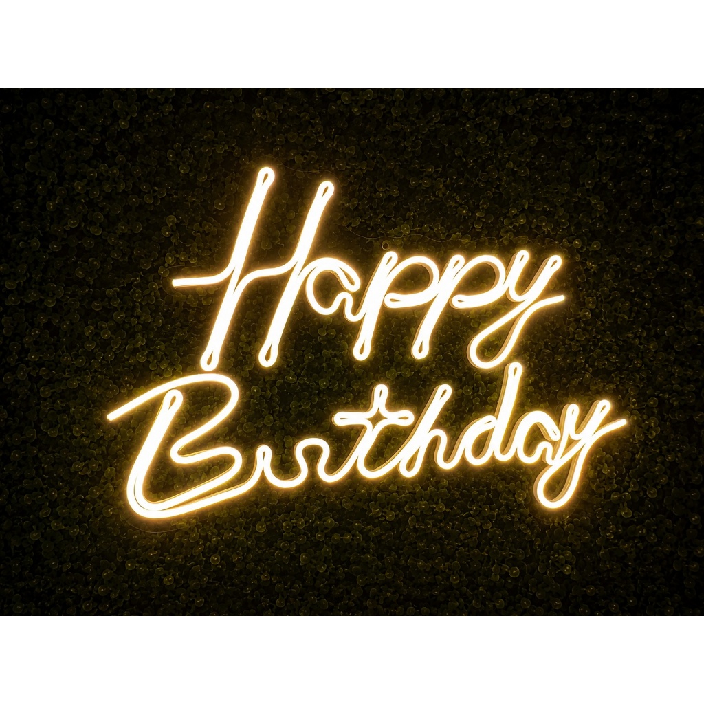 Luminária Painel Led Neon Happy Birthday 50x36 cm