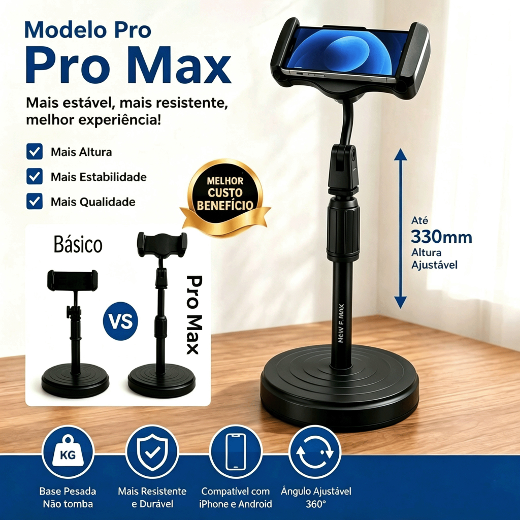 Suporte de Celular Tripé Mesa Ajustável 360° - Perfeito para Vídeos e Selfies Profissionais