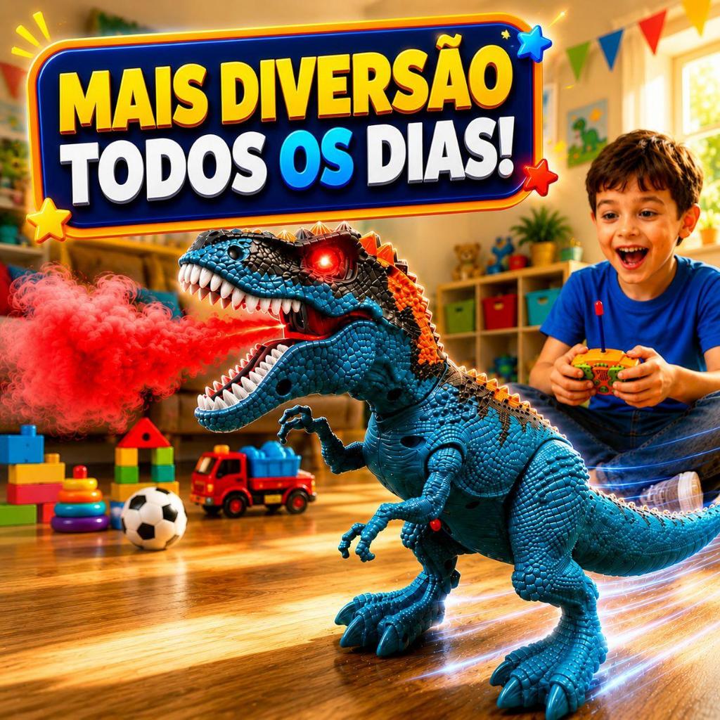 Dinossauro Controle RemotoSolta Fumaça Com Som Brinquedo Infantil Menino