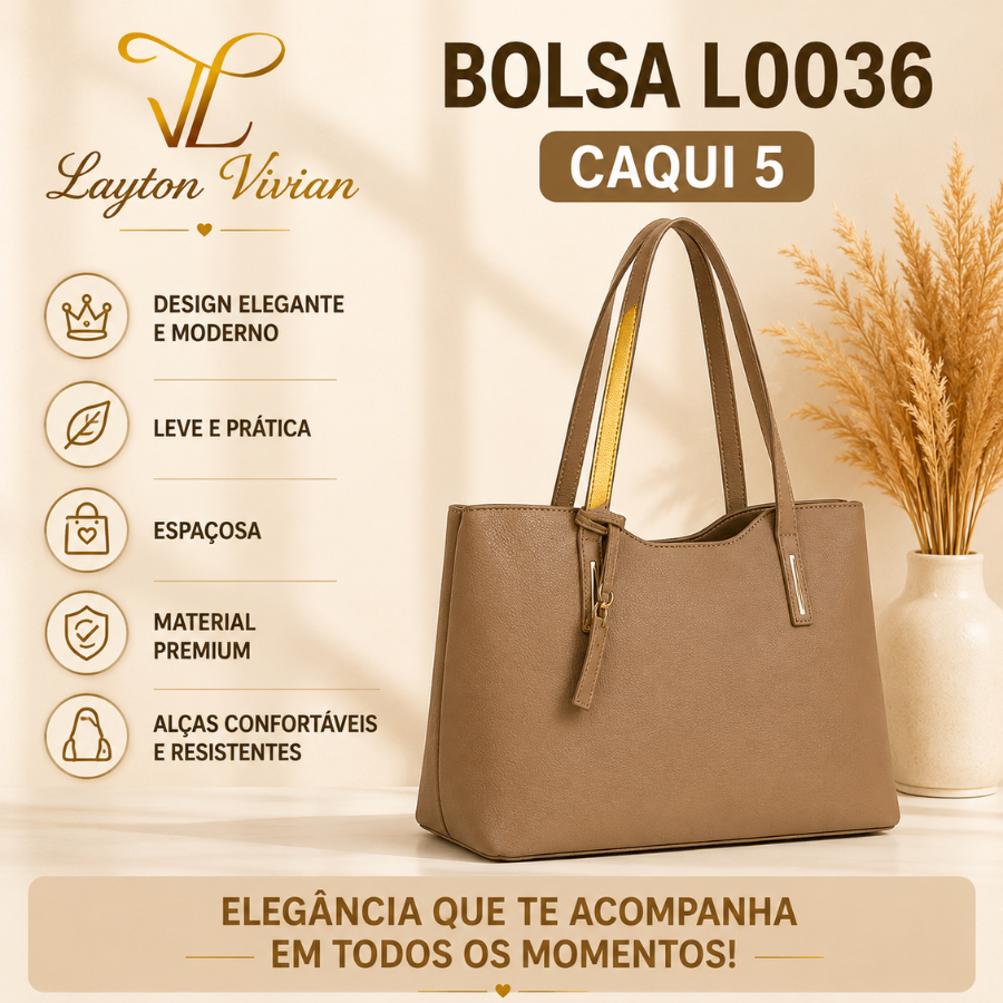 Bolsa Tote Feminina Couro PU De Ombro E Transversal Grande Espaçosa Elegante  Premium para Trabalho e Dia a Dia