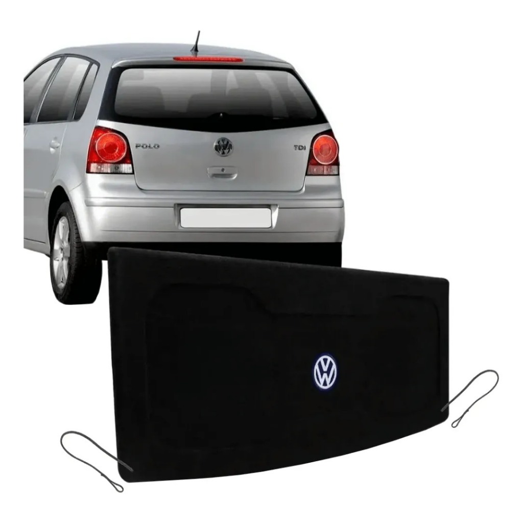 Tampão Bagagito Porta Malas Volkswagen Polo Hatch 2003 a 2014 Carpete Preto R-Acoustic