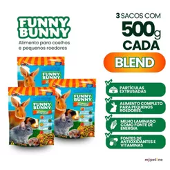 3 Ração Funny Bunny 500g Blend Coelhos e Pequenos Roedores