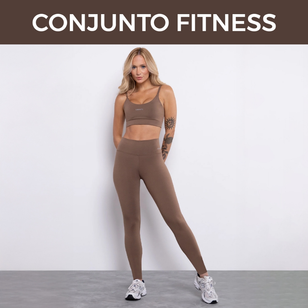 Conjunto Feminino Academia Top + Legging Cintura Alta Conforto e Segurança - Modelagem Slim Encanto